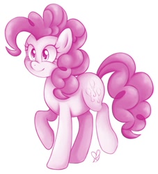 Size: 916x1011 | Tagged: safe, artist:czscribbles, derpibooru import, part of a set, pinkie pie, earth pony, pony, g4, female, mare, monochrome, pink, raised hoof, raised leg, simple background, smiling, solo, white background