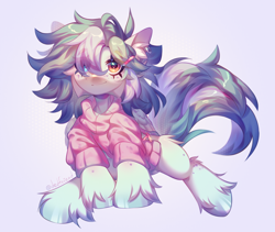 Size: 2008x1694 | Tagged: safe, artist:dedfriend, derpibooru import, oc, oc only, pegasus, pony, clothes, eye clipping through hair, heterochromia, pegasus oc, solo, sweater