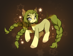 Size: 3814x2915 | Tagged: safe, artist:sugarstar, derpibooru import, oc, earth pony, pony, artfight, braid, no pupils, smiling, solo, sparkles