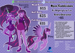 Size: 3508x2480 | Tagged: safe, artist:nightglowfan, derpibooru import, midnight sparkle, sci-twi, twilight sparkle, alicorn, human, pony, unicorn, equestria girls, g4, commission, horn, long legs, opencommissions, slender, thin