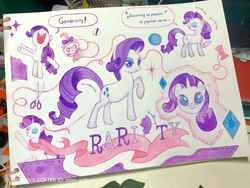 Size: 1680x1260 | Tagged: safe, artist:miss-aciturn, derpibooru import, opalescence, rarity, cat, pony, unicorn, g4, horn, speech bubble, traditional art