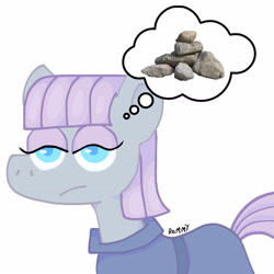 Size: 3465x3465 | Tagged: safe, artist:vaporammy, derpibooru import, maud pie, earth pony, pony, g4, female, mare, rock, simple background, thought bubble, white background