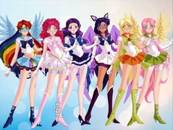 Size: 800x600 | Tagged: safe, artist:pokemongril762, derpibooru import, applejack, fluttershy, pinkie pie, rainbow dash, rarity, twilight sparkle, human, equestria girls, g4, clothes, cosplay, costume, mane six, sailor moon (series), sailor senshi maker, solo