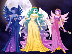 Size: 800x600 | Tagged: safe, artist:levanta-zilver, derpibooru import, princess cadance, princess celestia, princess luna, human, equestria girls, g4, anime, sailor moon (series), sailor senshi maker, solo