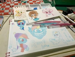 Size: 4032x3024 | Tagged: safe, artist:miss-aciturn, derpibooru import, applejack, rainbow dash, oc, human, pegasus, pony, g4, humanized, irl, not pony related, photo, traditional art, watercolor painting, wip