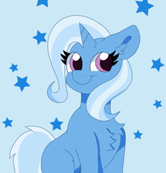 Size: 1879x1955 | Tagged: safe, artist:sparkly-retsuko, derpibooru import, trixie, pony, unicorn, g4, bust, chest fluff, cute, diatrixes, female, horn, mare, portrait, solo, stars