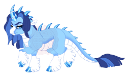 Size: 4400x2775 | Tagged: safe, artist:gigason, derpibooru import, oc, oc only, oc:jadeite jaw, dracony, dragon, hybrid, g4, adoptable, bipedal, blaze (coat marking), blue eyes, blue hooves, blue mane, blue scales, blue tail, chubby, cloven hooves, coat markings, colored belly, colored eyebrows, colored hooves, colored horn, colored muzzle, colored pinnae, curved horn, dracony oc, ears, eye markings, facial markings, floppy ears, frown, high res, hoof fluff, hooves, horn, hybrid oc, interspecies offspring, leg markings, light blue scales, long mane, long mane male, looking back, looking down, magical lesbian spawn, male, male oc, obtrusive watermark, offspring, pale belly, pale muzzle, parent:oc, parent:oc:amathos, parent:princess ember, parents:canon x oc, raised hoof, raised leg, scales, shiny hooves, shiny horn, shiny spikes, simple background, slit eyes, socks (coat marking), solo, spikes, straight mane, straight tail, striped horn, striped mane, striped tail, tail, thick eyelashes, three quarter view, transparent background, two toned mane, two toned tail, wall of tags, watermark, white belly, white muzzle