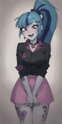 Size: 512x1024 | Tagged: safe, ai content, derpibooru import, machine learning generated, sonata dusk, equestria girls, g4, female, gem, open mouth, prompter:narica, siren gem, solo, tattoo