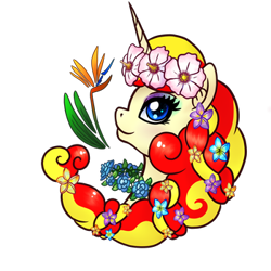 Size: 350x350 | Tagged: artist needed, safe, derpibooru import, oc, oc only, oc:miss libussa, pony, unicorn, czequestria, czequestria 202x, eyeshadow, female, female oc, floral head wreath, floral necklace, flower, flower in hair, gradient eyeshadow, head only, horn, makeup, mare, pony oc, profile picture, simple background, solo, transparent background, unicorn oc