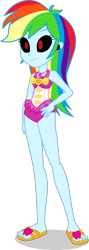 Size: 642x1799 | Tagged: safe, artist:dustinwatsongkx, artist:kingdom-of-rp, derpibooru import, edit, rainbow dash, spider, equestria girls, forgotten friendship, g4, accessory swap, bare shoulders, clothes, clothes swap, equestria girls specials, geode of sugar bombs, grin, hand on hip, hypno eyes, jewelry, magical geodes, necklace, one-piece swimsuit, pinkie pie swimsuit, sandals, simple background, sleeveless, smiling, swimsuit, swimsuit swap, transparent background