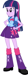 Size: 1625x4254 | Tagged: safe, artist:ytpinkiepie2, derpibooru import, twilight sparkle, human, equestria girls, g4, backpack, boots, bowtie, clothes, cutie mark on clothes, female, hand on hip, high heel boots, leg warmers, necktie, shirt, shoes, simple background, skirt, solo, transparent background, twilight sparkle's skirt, vector