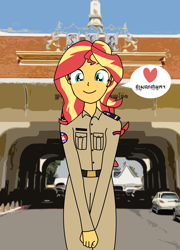 Size: 1920x2666 | Tagged: safe, artist:copy1234v2, derpibooru import, sunset shimmer, human, equestria girls, g4, cambodia, clothes, cute, police uniform, shimmerbetes, uniform