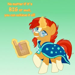 Size: 1500x1500 | Tagged: safe, artist:faelingmagic, derpibooru import, sunburst, pony, unicorn, g4, book, cloak, clothes, facial hair, glowing, glowing horn, goatee, gradient background, horn, magic, magic aura, male, positive message, positive ponies, solo, stallion, sunburst's cloak, telekinesis