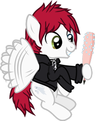 Size: 997x1279 | Tagged: safe, artist:lightningbolt, derpibooru exclusive, derpibooru import, pegasus, pony, .svg available, awsten knight, baseball bat, buzzing wings, clothes, dyed mane, dyed tail, flying, grin, heterochromia, hood, hoodie, hoof hold, horseshoes, jewelry, long sleeves, male, necklace, ponified, show accurate, simple background, smiling, solo, species swap, stallion, svg, tail, toothbat, transparent background, vector, waterparks, wings