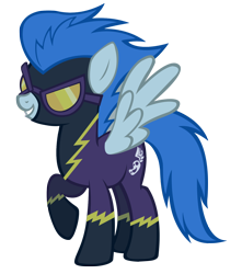 Size: 1282x1450 | Tagged: safe, artist:durpy, derpibooru import, nightshade, pegasus, pony, g4, female, goggles, grin, mare, shadowbolts uniform, simple background, smiling, solo, spread wings, transparent background, vector, wings