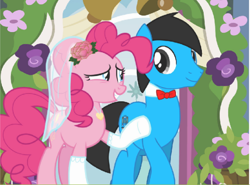 Size: 692x513 | Tagged: safe, artist:williamtheofficial, derpibooru import, pinkie pie, oc, oc:william, earth pony, pony, g4, canon x oc, duo, female, male, mare, marriage, stallion, straight, wedding