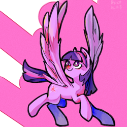 Size: 512x512 | Tagged: safe, artist:xilingjun, derpibooru import, twilight sparkle, twilight sparkle (alicorn), alicorn, pony, g4, head turn, solo