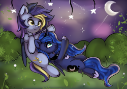 Size: 2360x1640 | Tagged: safe, derpibooru import, oc, alicorn, pegasus, pony, commission, couple, cute, duo, stars, ych result