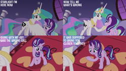 Size: 2000x1125 | Tagged: safe, derpibooru import, edit, edited screencap, editor:quoterific, screencap, princess celestia, starlight glimmer, alicorn, pony, unicorn, a royal problem, g4, season 7, butt, dream realm, duo, duo female, female, glimmer glutes, horn, mare