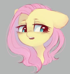 Size: 966x1023 | Tagged: safe, artist:melodylibris, derpibooru import, fluttershy, pegasus, pony, g4, bust, ears, female, floppy ears, gray background, mare, open mouth, portrait, simple background, solo