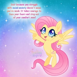 Size: 1500x1500 | Tagged: safe, artist:faelingmagic, derpibooru import, fluttershy, pegasus, pony, g4, female, mare, positive message, positive ponies, solo