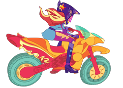 Size: 4192x2984 | Tagged: safe, artist:gmaplay, derpibooru import, sunset shimmer, human, equestria girls, friendship games, g4, boots, clothes, friendship games motocross outfit, friendship games outfit, gloves, helmet, motocross outfit, motorcross, motorcycle, motorcycle outfit, shoes, simple background, solo, transparent background, tri-cross relay outfit