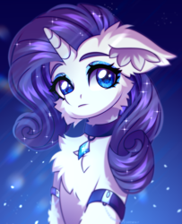 Size: 2835x3500 | Tagged: safe, artist:stesha, artist:stesha_art, derpibooru import, rarity, pony, unicorn, g4, armband, cheek fluff, chest fluff, collar, draw this in your style, ear fluff, ears, eyeshadow, female, fluffy, gradient background, high res, horn, looking at you, makeup, mare, solo