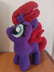 Size: 3000x4000 | Tagged: safe, artist:jbond, derpibooru import, fizzlepop berrytwist, tempest shadow, pony, unicorn, g4, broken horn, female, handmade, horn, irl, mare, photo, photography, plushie, solo