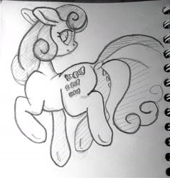 Size: 2285x2393 | Tagged: safe, artist:ponsce, derpibooru import, bon bon, sweetie drops, pony, bon butt, butt, monochrome, plot, sketch, solo, traditional art