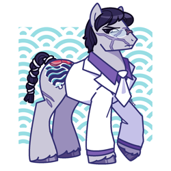 Size: 1280x1280 | Tagged: safe, artist:hirohi, derpibooru import, earth pony, pony, anime, crossover, glasses, grappler baki, kaoru hanayama, male, passepartout, ponified, scar, solo, species swap, stallion