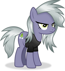 Size: 3152x3467 | Tagged: safe, artist:anime-equestria, derpibooru import, limestone pie, earth pony, pony, g4, alternate hairstyle, annoyed, clothes, female, limestone pie is not amused, mare, morning ponies, shirt, simple background, solo, tomboy, transparent background, unamused, vector