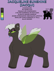 Size: 3000x4000 | Tagged: safe, artist:jacqueling, derpibooru import, queen chrysalis, oc, oc:jack sunshine, oc:jacqui sunshine, changeling, blue insides, blue tongue, bugbutt, butt, carapace, changeling oc, color palette, curved horn, ear piercing, fangs, female, green changeling, green eyes, holeless, horn, huge butt, insect wings, large butt, looking at you, piercing, plot, reference sheet, size chart, size comparison, solo, tail, text, tongue piercing, wings