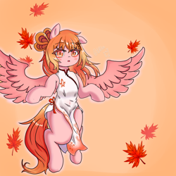 Size: 4096x4096 | Tagged: safe, artist:dw_atias, derpibooru import, oc, oc only, oc:phoenix perch, pegasus, pony, belly, belly button, blushing, cheongsam, clothes, dress, ears, female, floppy ears, human shoulders, mare, simple background, solo