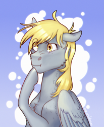 Size: 1799x2183 | Tagged: safe, artist:equeslibrium, derpibooru import, derpy hooves, pegasus, pony, bust, gradient background, portrait, solo