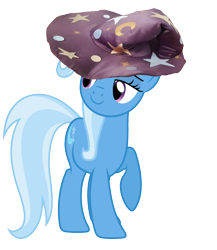 Size: 1078x1244 | Tagged: safe, derpibooru import, edit, trixie, pony, unicorn, g4, female, giant hat, hat, horn, mare, overcompensation, proud, raised hoof, raised leg, simple background, smiling, smug, solo, transparent background, vector, vector edit