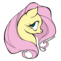 Size: 1500x1500 | Tagged: safe, artist:pandan009, derpibooru import, fluttershy, pegasus, pony, g4, bust, portrait, profile, simple background, solo, white background