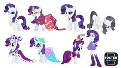 Size: 1280x720 | Tagged: safe, artist:savannathedisneyand, derpibooru import, princess platinum, rarity, human, pony, unicorn, equestria girls, g4, bridesmaid dress, clothes, coronation dress, discorded rarity, dress, element of generosity, gala dress, horn, simple background, white background