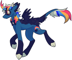 Size: 1410x1175 | Tagged: safe, artist:catastrophyte, derpibooru import, oc, oc only, hybrid, kirin, pegasus, pony, full body, kirin hybrid, kirin oc, pony hybrid, simple background, smiling, solo, transparent background