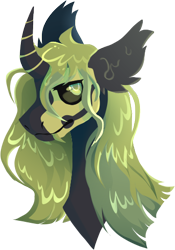 Size: 348x497 | Tagged: safe, artist:catastrophyte, derpibooru import, oc, oc only, pony, bust, green coat, green mane, horn, portrait, simple background, solo, transparent background