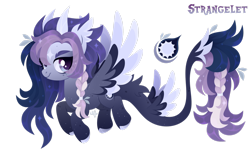 Size: 1920x1152 | Tagged: safe, artist:kabuvee, derpibooru import, oc, oc:strangelet, draconequus, female, horns, simple background, solo, tail wings, transparent background