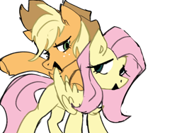 Size: 1080x810 | Tagged: safe, artist:咸茶吾良夜, derpibooru import, applejack, fluttershy, appleshy, female, lesbian, shipping