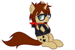 Size: 3000x2000 | Tagged: safe, artist:k0br4, derpibooru import, pony, unicorn, angry, clothes, crossed arms, emo, glasses, heterochromia, horn, jacket, looking at you, mikey way, my chemical romance, ponified, simple background, sitting, solo, species swap, three cheers for sweet revenge, transparent background