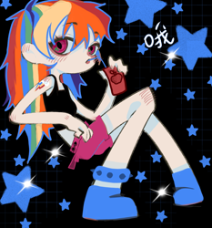 Size: 2004x2152 | Tagged: safe, artist:rinasleep, derpibooru import, rainbow dash, human, apple juice, human coloration, humanized, juice