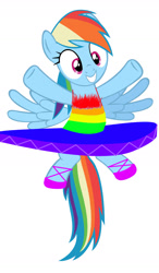 Size: 828x1417 | Tagged: safe, artist:justphase, derpibooru import, rainbow dash, pegasus, ballerina, ballet, ballet slippers, clothes, cute, dashabetes, rainbowrina, simple background, solo, tutu, white background