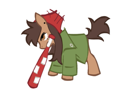 Size: 623x481 | Tagged: safe, artist:nompang22, derpibooru import, pony, baseball bat, clothes, female, jacket, luz noceda (the owl house), mare, mouth hold, ponified, simple background, solo, species swap, the owl house, white background