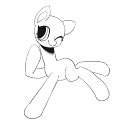 Size: 2037x2024 | Tagged: safe, artist:nimingxiwang168, derpibooru import, earth pony, pony, base, black and white, full body, grayscale, monochrome, one eye closed, smiling, solo, wink