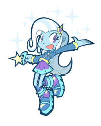 Size: 1200x1500 | Tagged: safe, artist:rvceric, derpibooru import, trixie, human, equestria girls, g4, open mouth, simple background, smiling, solo, sparkles, wand, white background