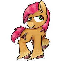 Size: 2048x2048 | Tagged: safe, artist:felixmcfurry, derpibooru import, babs seed, earth pony, pony, brown fur, cutie mark, digital art, female, filly, foal, hoof fluff, looking away, raised hoof, raised leg, shading, short tail, simple background, smiling, solo, tail, transparent background, unshorn fetlocks