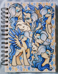 Size: 2132x2712 | Tagged: safe, artist:dariarchangel, derpibooru import, oc, oc only, oc:florid frost, pegasus, pony, g4, arrogant, blue eyeshadow, blue hair, blue mane, blue tail, bust, colored ears, colored wings, cute, ears, eyeshadow, floppy ears, fur, large wings, lidded eyes, long hair, long mane, long mane male, long tail, looking down, looking up, makeup, male, male oc, ocbetes, one eye covered, pegasus oc, portrait, raised hoof, raised leg, smiling, smirk, solo, spread wings, stallion, stallion oc, tail, traditional art, unamused, wavy hair, wavy mane, wavy tail, wings