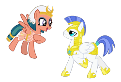 Size: 962x650 | Tagged: safe, derpibooru import, edit, somnambula, pegasus, pony, armor, clothes, crack shipping, female, floating, folded wings, hoof on chest, looking at each other, looking at someone, male, royal guard, ship:guardambula, shipping, simple background, spread wings, straight, transparent background, vector, vector edit, wings